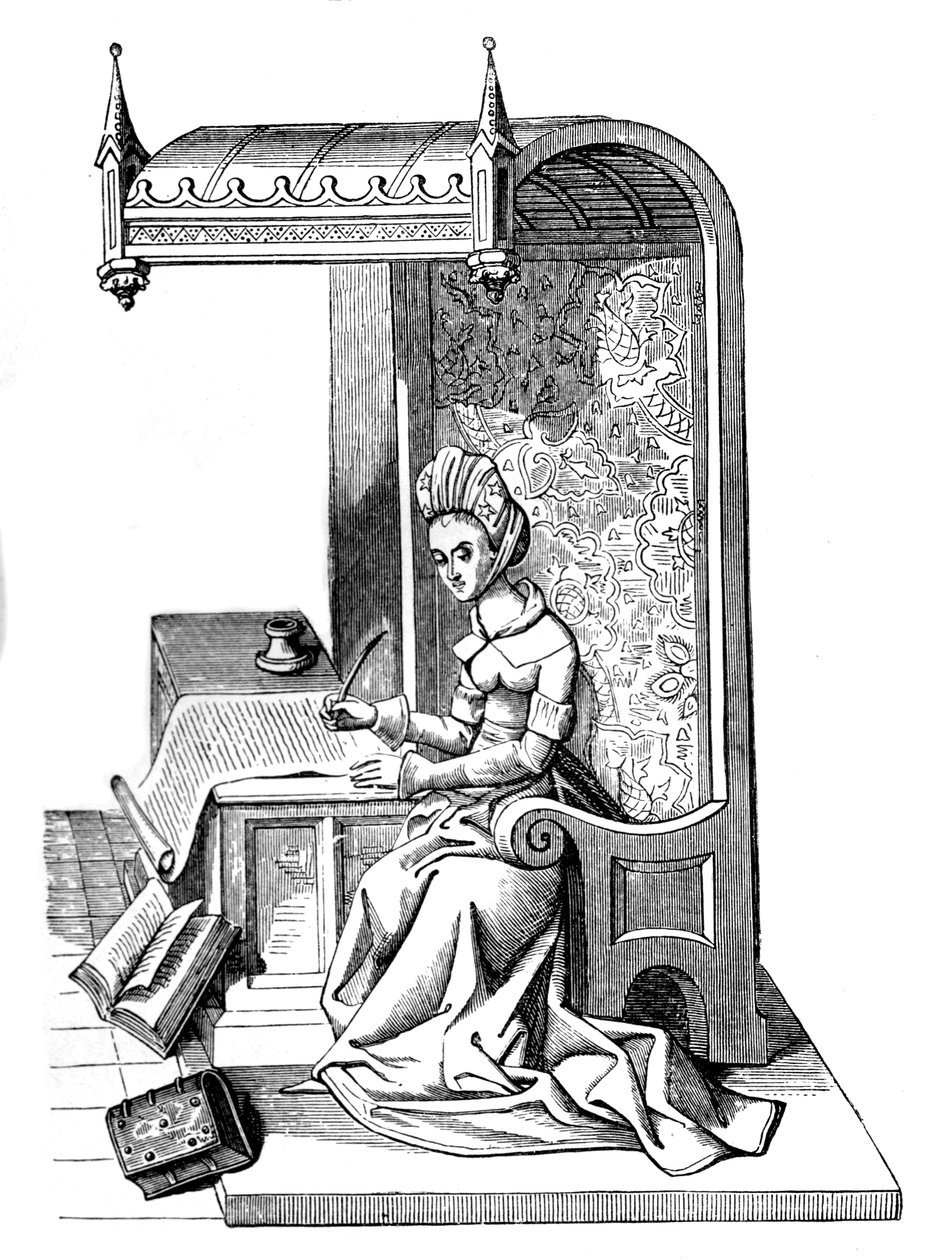 كريستين دي بيزان 1364-1430 ، كاتب وخطاب وناقد من العصور الوسطى ، القرن الخامس عشر ، 1870 بواسطة غير معروف