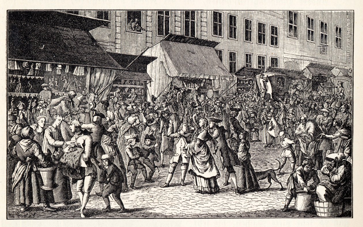 سوق عيد الميلاد في برلين ، 1776. بواسطة غير معروف