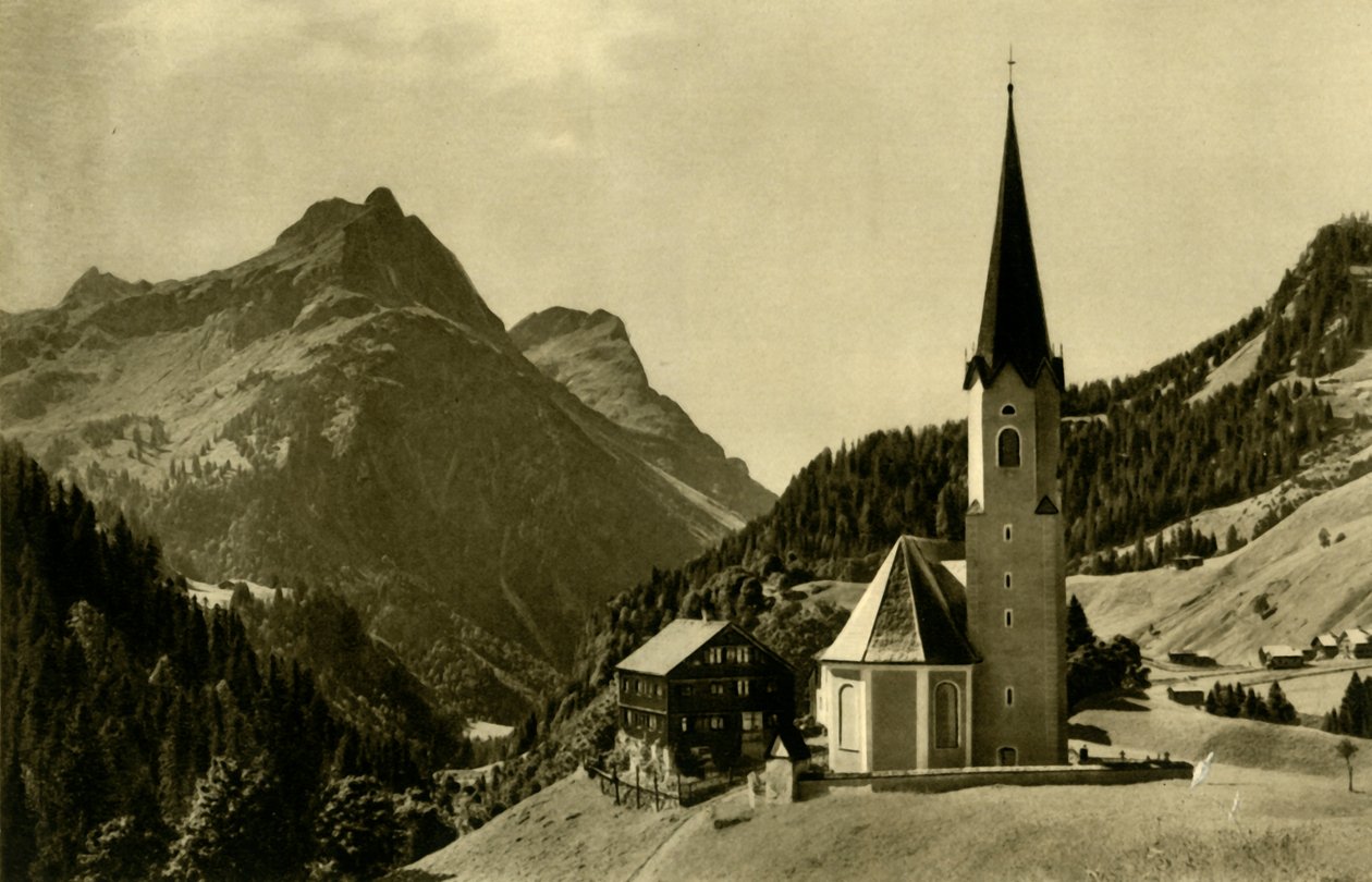 الكنيسة في Schröcken ، Bregenzerwald ، النمسا ، c1935. بواسطة غير معروف