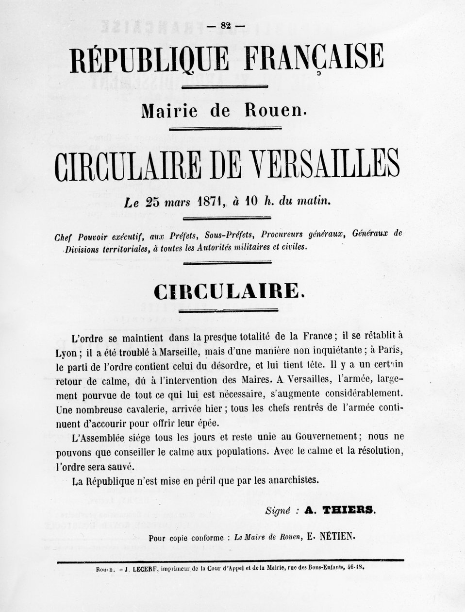 Circulaire de Versailles ، من الملصقات السياسية الفرنسية لكومونة باريس ، مايو ١٨٧١ بواسطة غير معروف