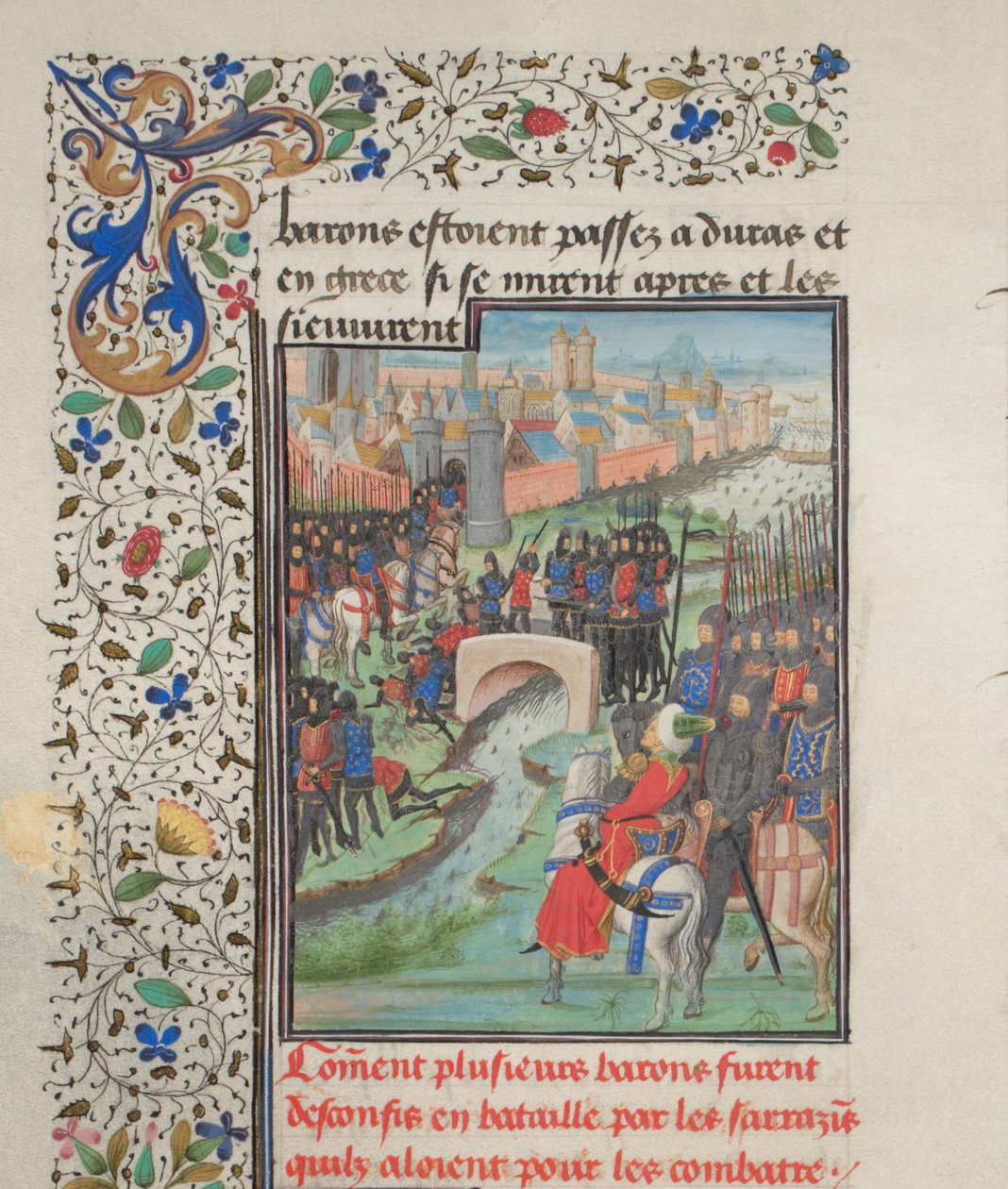 صراع جيش البارونات والمسلمين. صورة مصغرة من الهستوريا بواسطة ويليام صور ، 1460 بواسطة غير معروف