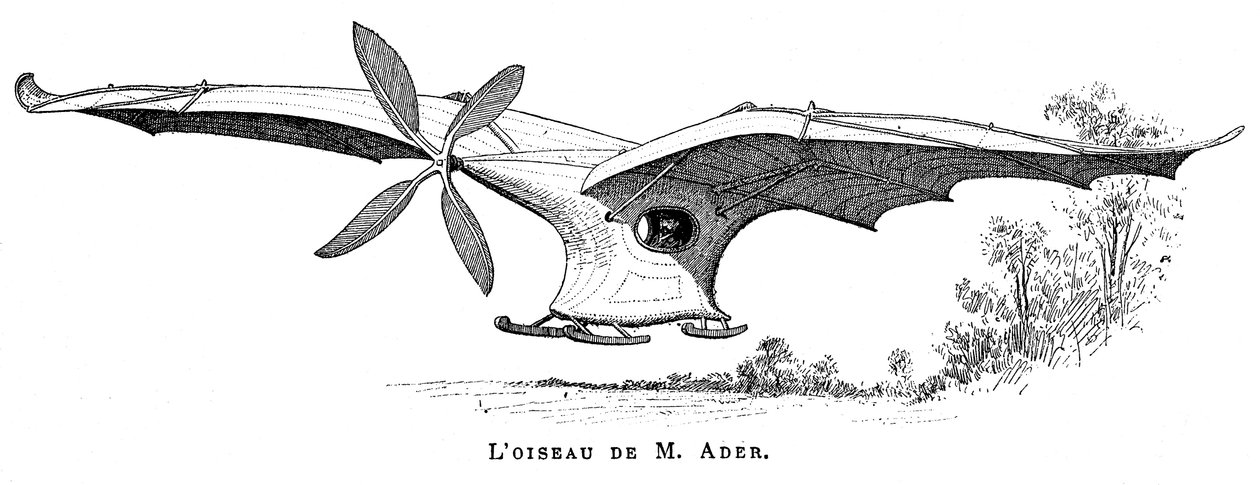 كليمنت أدرز تحلق الطيور Eole ، أول طائرة موجهة تقلع تحت بخارها ، 1890 بواسطة غير معروف