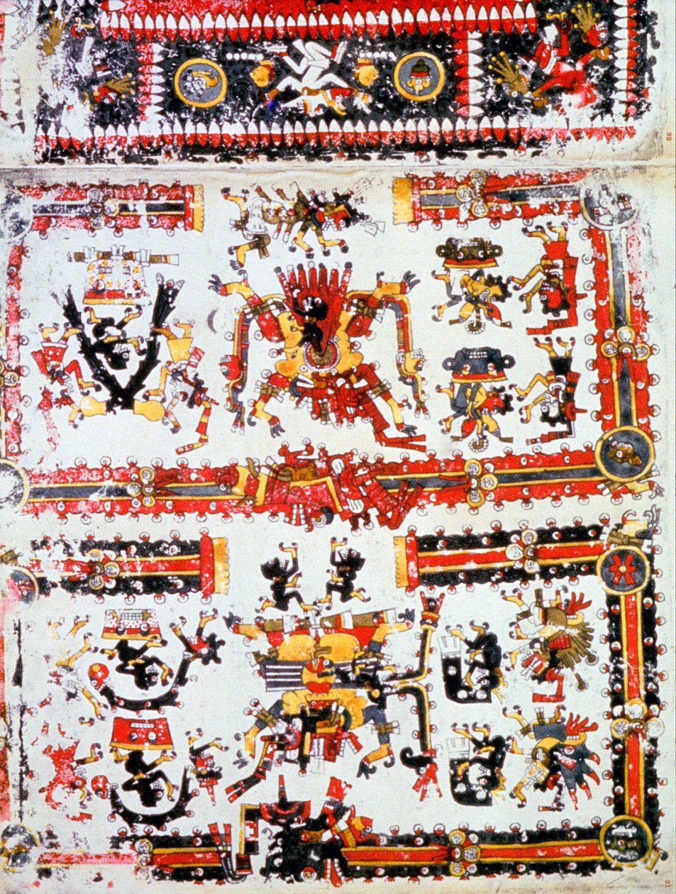 مخطوطة بورجيانوس تظهر مواجهة الآلهة ، Mixtec ، المكسيك قبل العصر الكولومبي ، القرنين الثاني عشر والسادس عشر بواسطة غير معروف