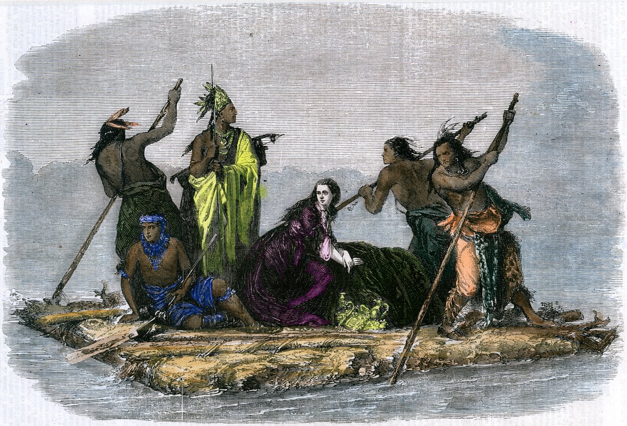 Comanches تحمل فتاة أسيرة ، c1860 بواسطة غير معروف