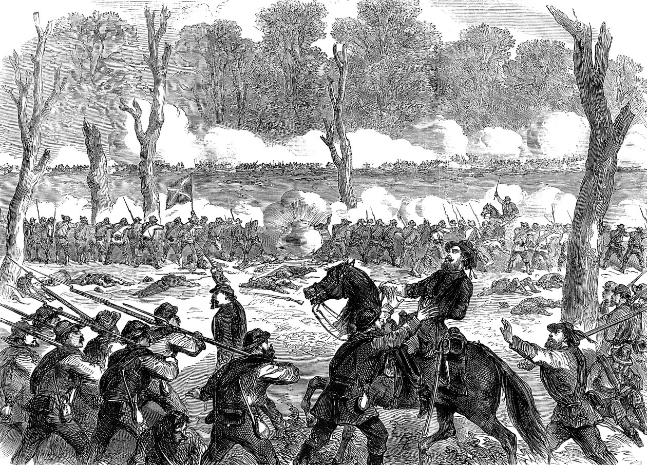 أصيب الجنرال الكونفدرالي هود في معركة شيكاماوجا ، الحرب الأهلية الأمريكية ، 1863 بواسطة غير معروف
