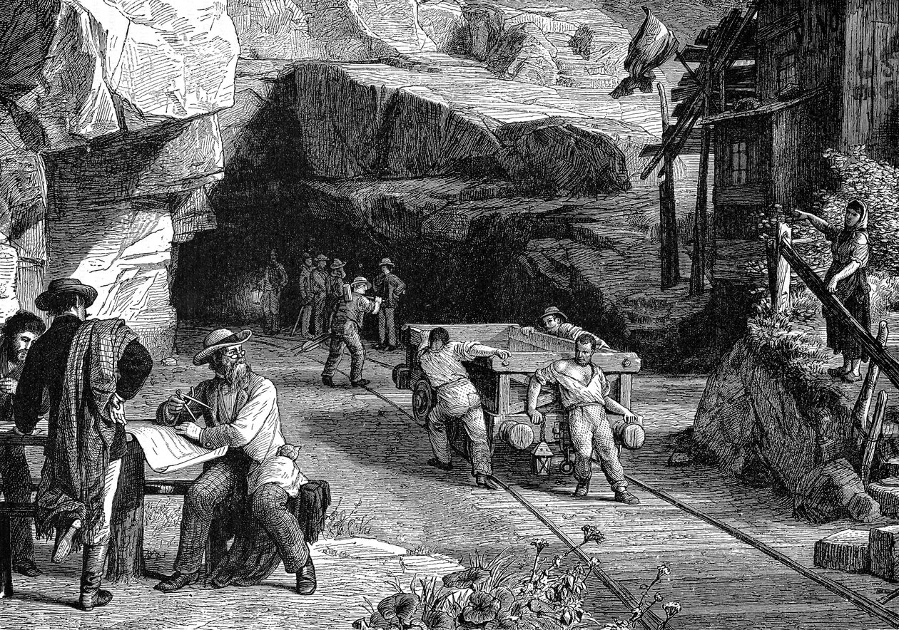 بناء نفق سانت جوتهارد تحت جبال الألب ، 1880 بواسطة غير معروف