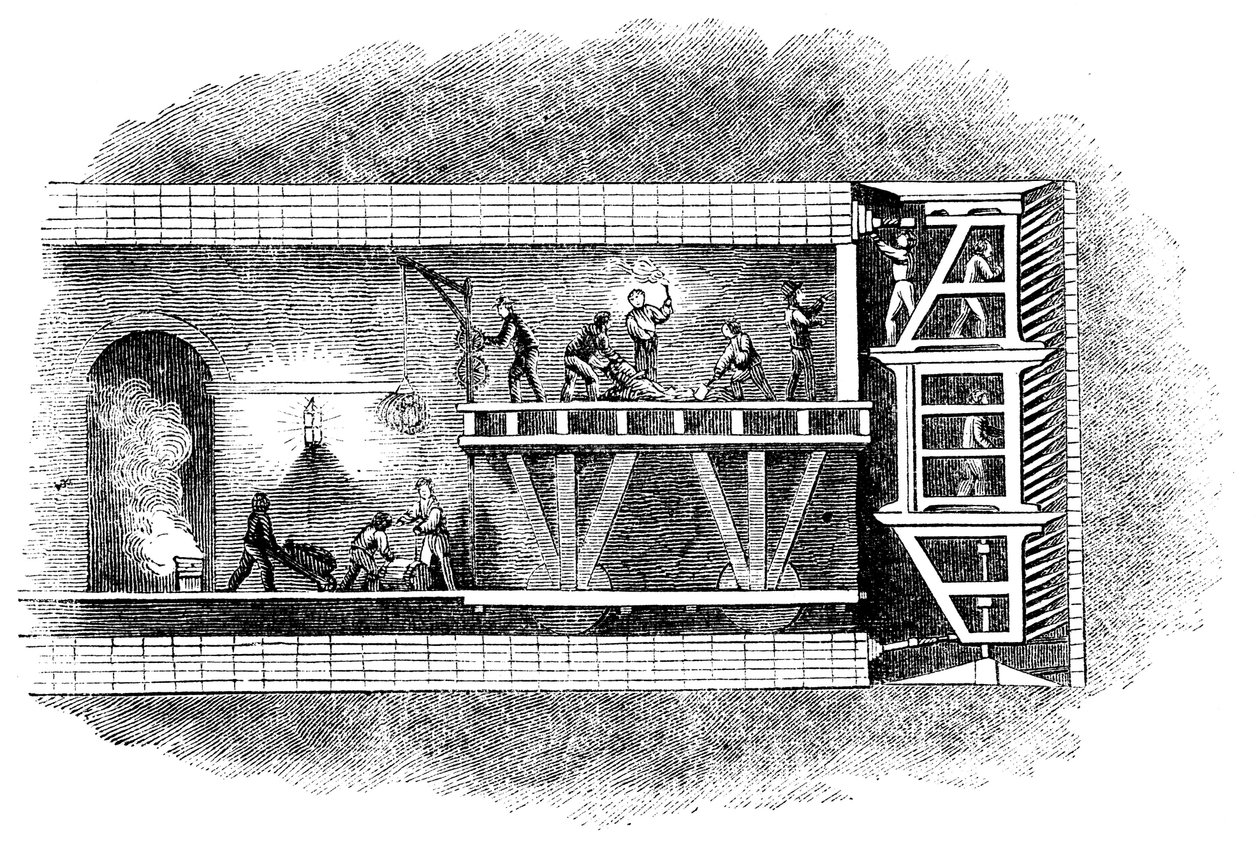 بناء نفق التايمز ، لندن ، 1825-1843 بواسطة غير معروف