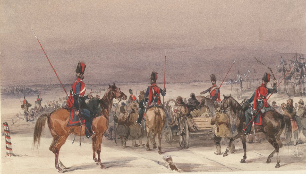 القوزاق يرافقون المرحلين 1831 بواسطة غير معروف
