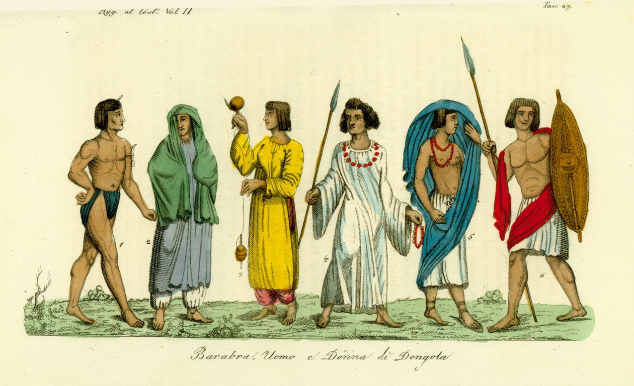أزياء رجال ونساء النوبيين (باربرا) دنقلا (دنقله) بواسطة غير معروف