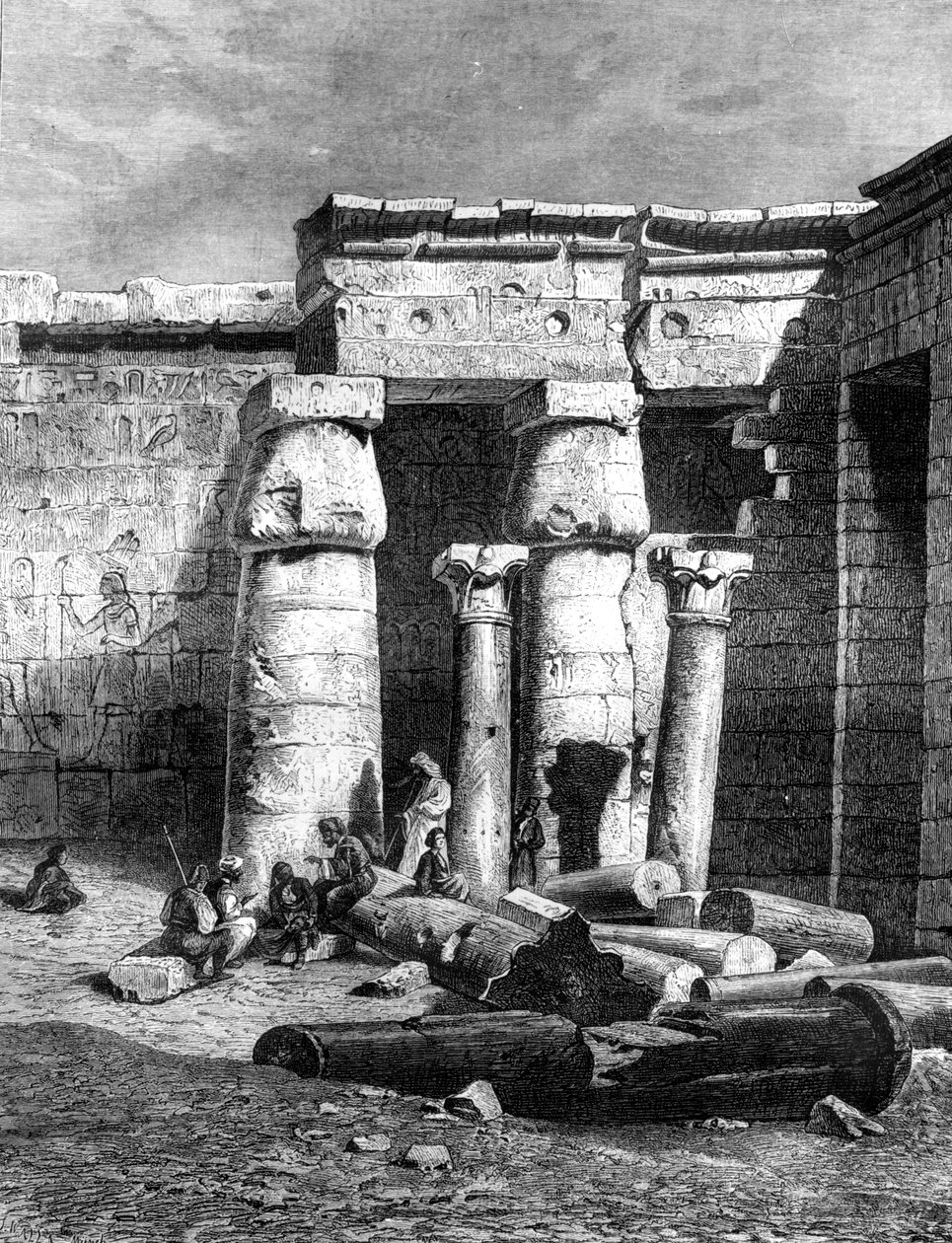 محكمة مع ما تبقى من كنيسة مسيحية ، مدينة هابو ، 1881 بواسطة غير معروف