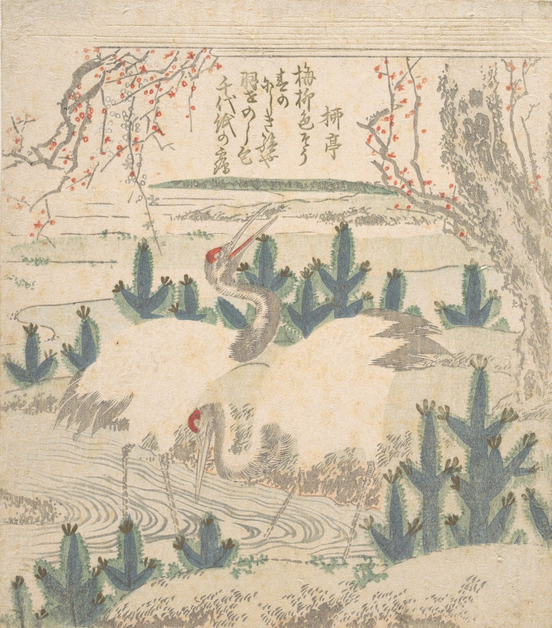 الرافعات بين أشجار الصنوبر الصغيرة بالقرب من مجرى مائي ، كاليفورنيا. 1830. بواسطة غير معروف
