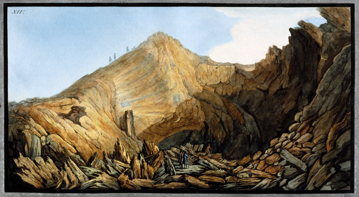 فوهة بداخل مخروط "الجبل الصغير" ، جبل فيزوف ، مملكة نابولي ، حوالي عام 1761 بواسطة غير معروف