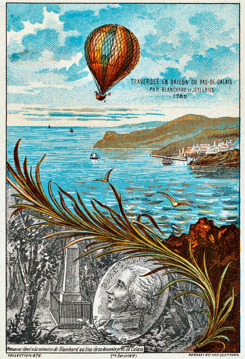 عبور القناة الإنجليزية بواسطة Blanchard and Jeffries ، 1785 1890s بواسطة غير معروف