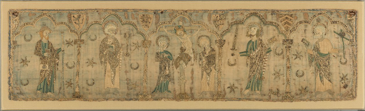 صلب يحيط به القديسين ، البريطانيين ، كاليفورنيا. 1270 على الأرجح قبل 1272. بواسطة غير معروف
