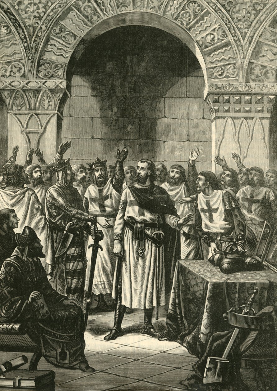 الصليبيون يعلنون Godfrey من Bouillon ملك القدس ، 1890. بواسطة غير معروف