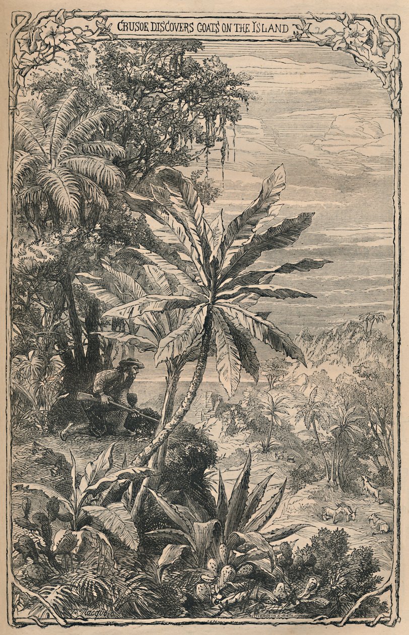 كروزو يكتشف الماعز في الجزيرة ، c1870 بواسطة غير معروف