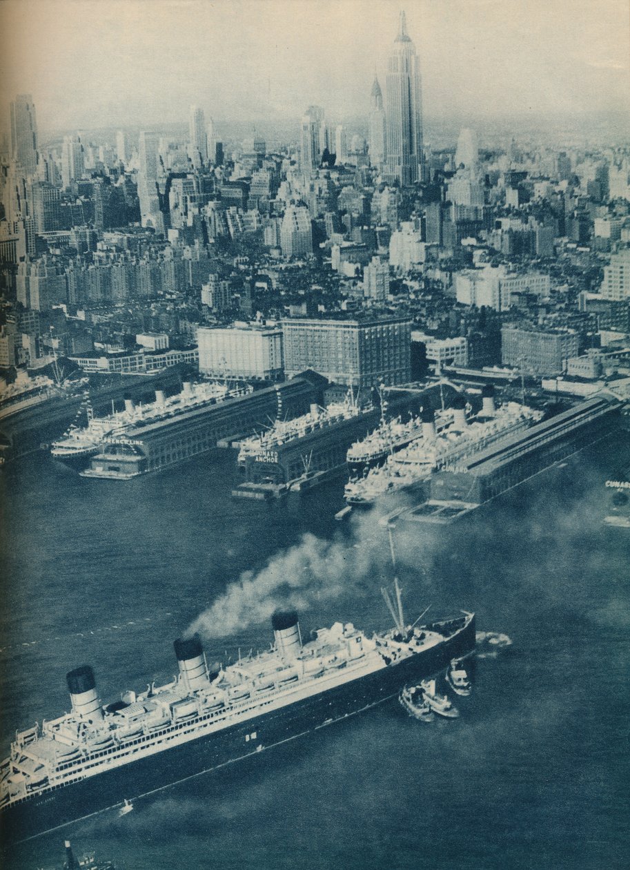 بطانة Cunard White Star Berengaria ، تقترب من رصيف Cunard ، 1936 بواسطة غير معروف