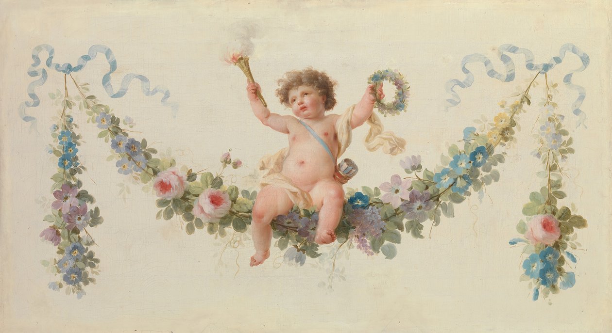 كيوبيد جالسًا على إكليل ، 1770-90. بواسطة غير معروف
