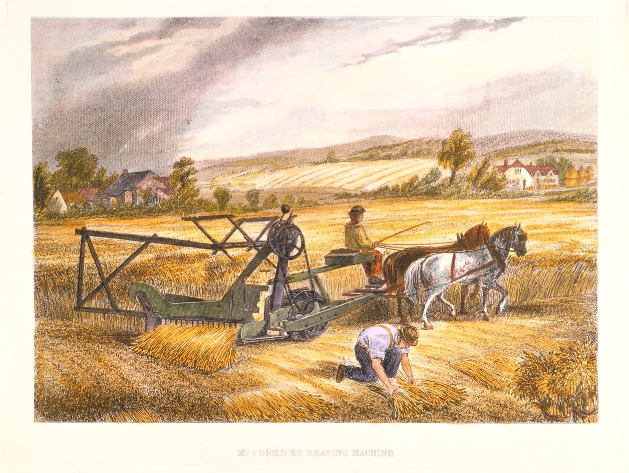 Cyrus McCormicks يحصد آلة 1831 براءة اختراع 1834 ، c1851. بواسطة غير معروف