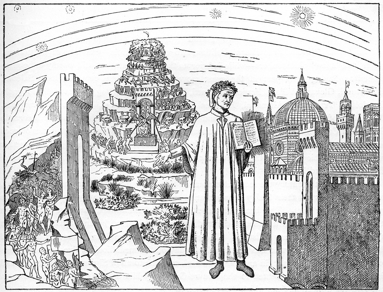 دانتي 1265-1321 ، فلورنسا ودوائر الجحيم السبع ، 1882 بواسطة غير معروف