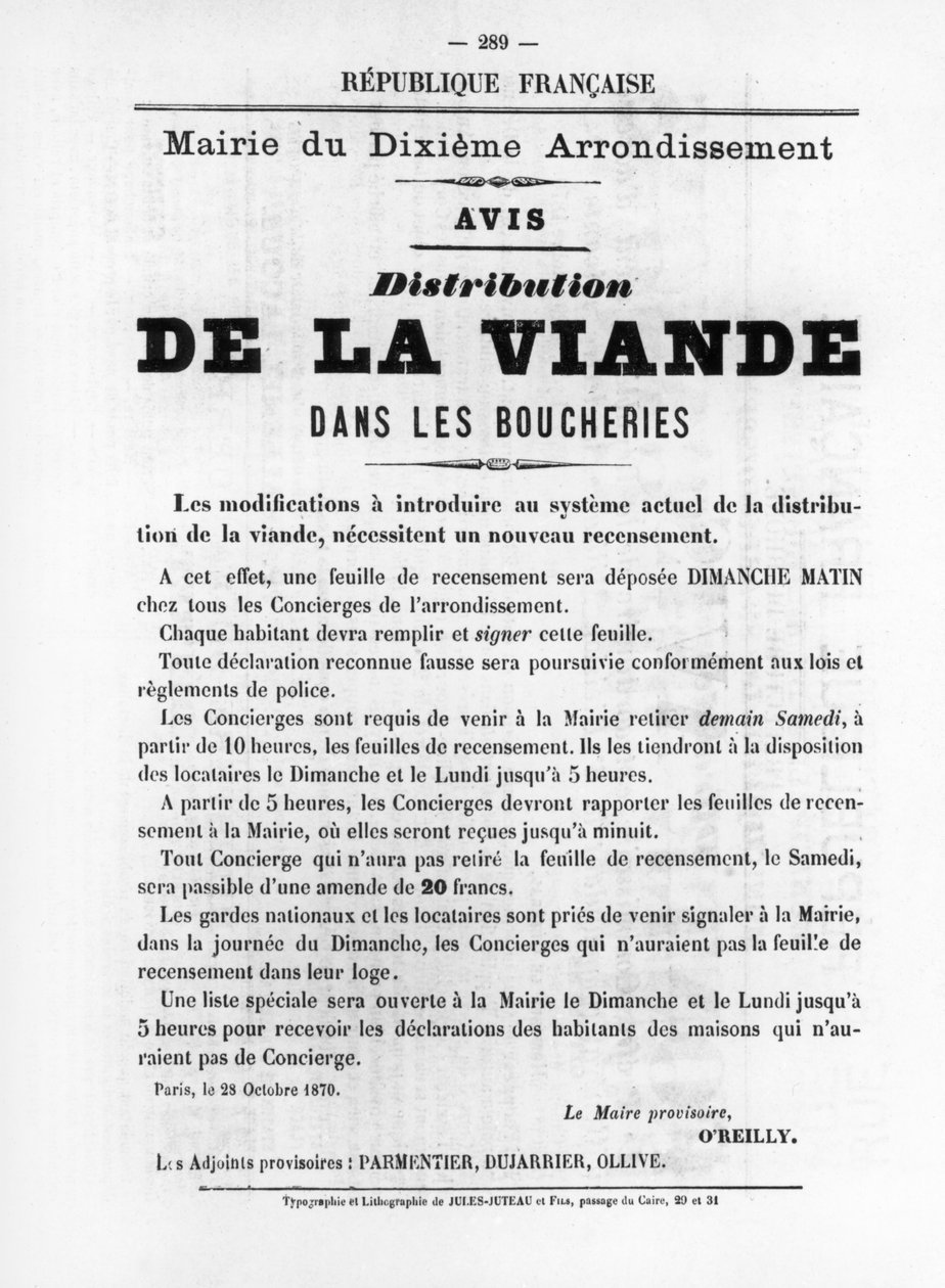 De La Viande ، من الملصقات السياسية الفرنسية لكومونة باريس ، مايو ١٨٧١ بواسطة غير معروف