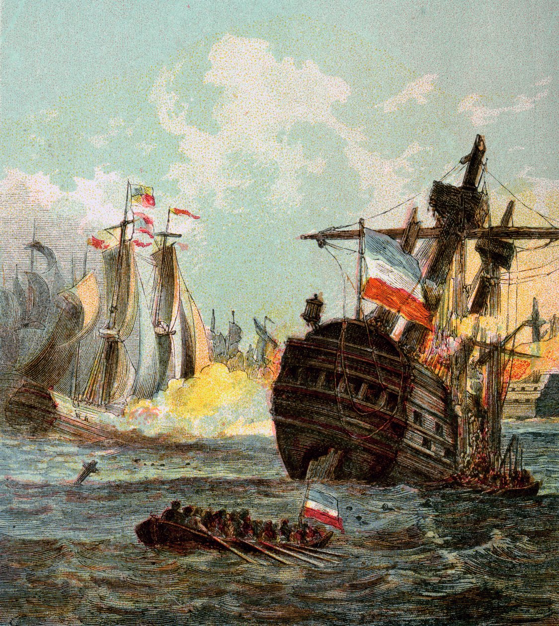 هزيمة الأسطول الهولندي ، 1666 c1850s بواسطة غير معروف