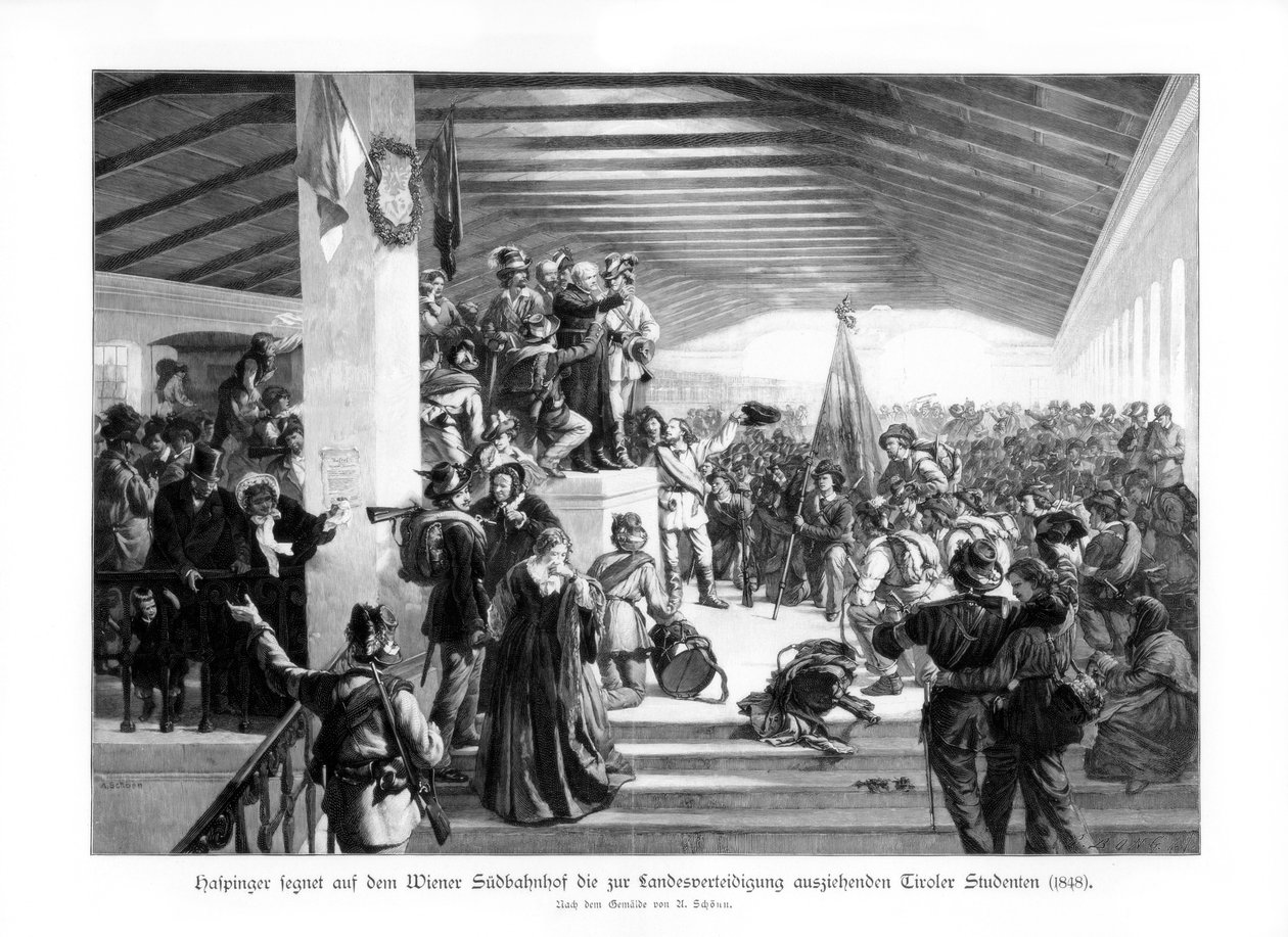 مظاهرات الطلاب في فيينا 1848 ، 1900. بواسطة غير معروف