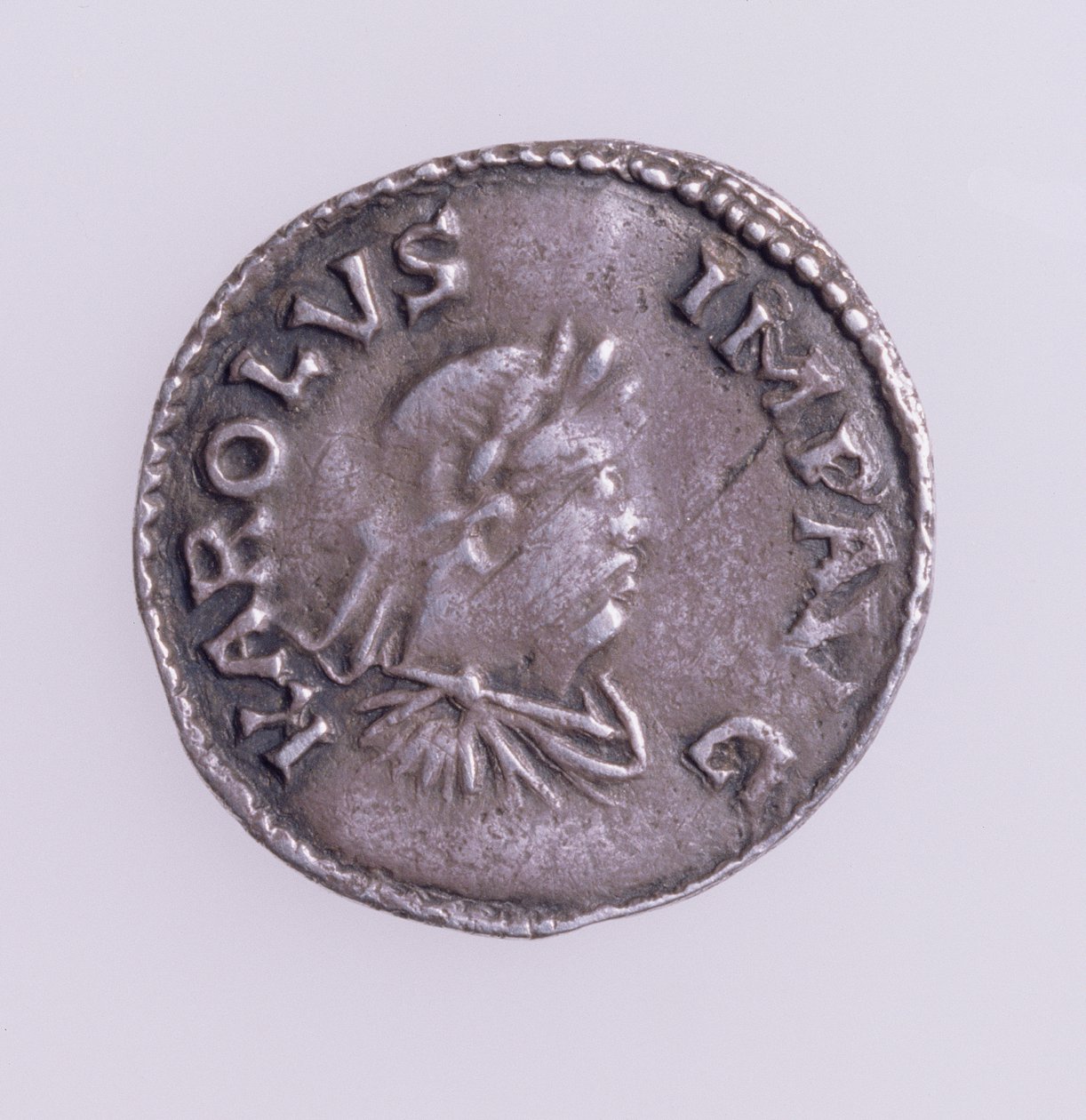 Denier of Charlemagne (742-814) يظهر الوجه صورة لشارلمان ، Quentovic Mint 768-814 (فضي) (للعكس انظر: 110164) بواسطة غير معروف