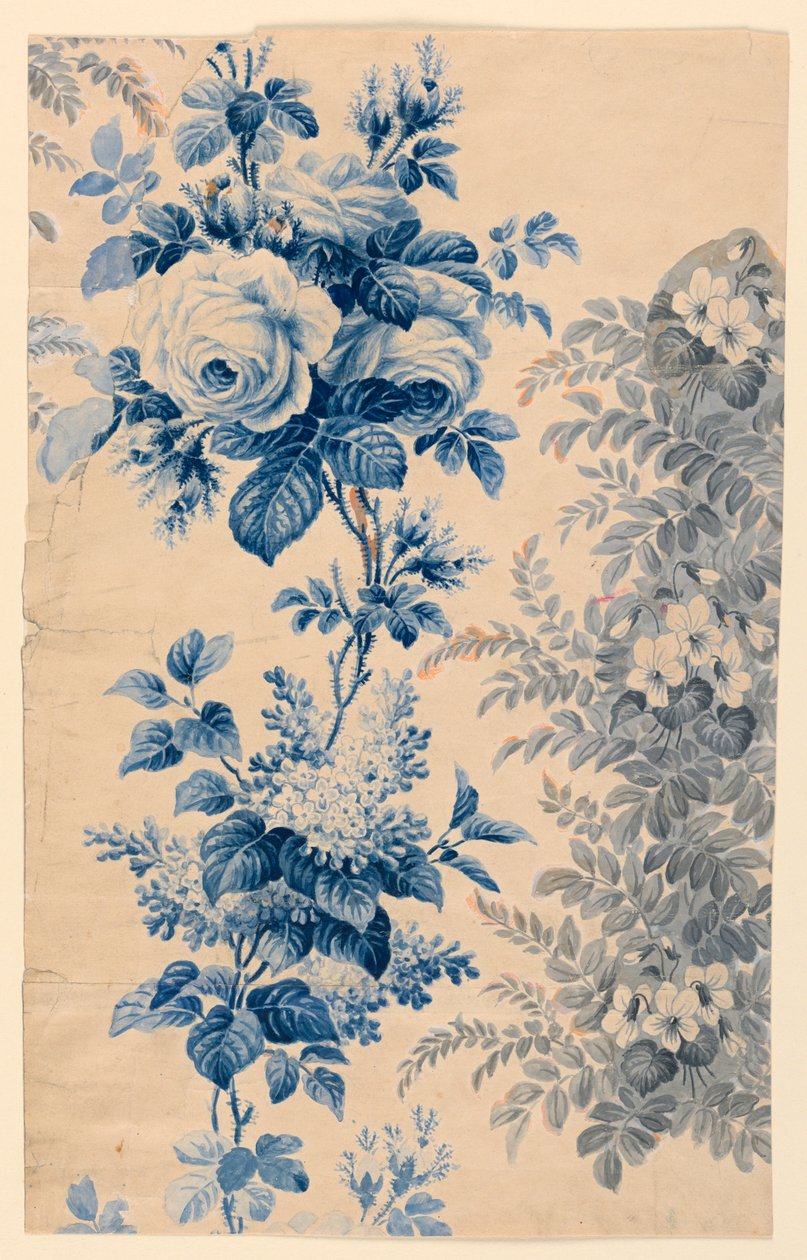 تصميم للأقمشة المزهرة أو ورق الحائط ، 1880-90 بواسطة غير معروف