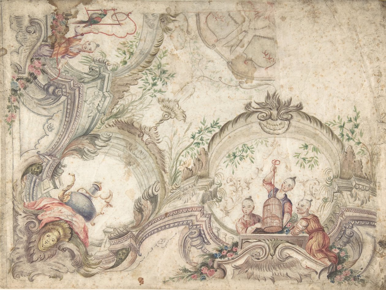 تصميم لديكور السقف مع Chinoiseries ، 1725-1775. بواسطة غير معروف
