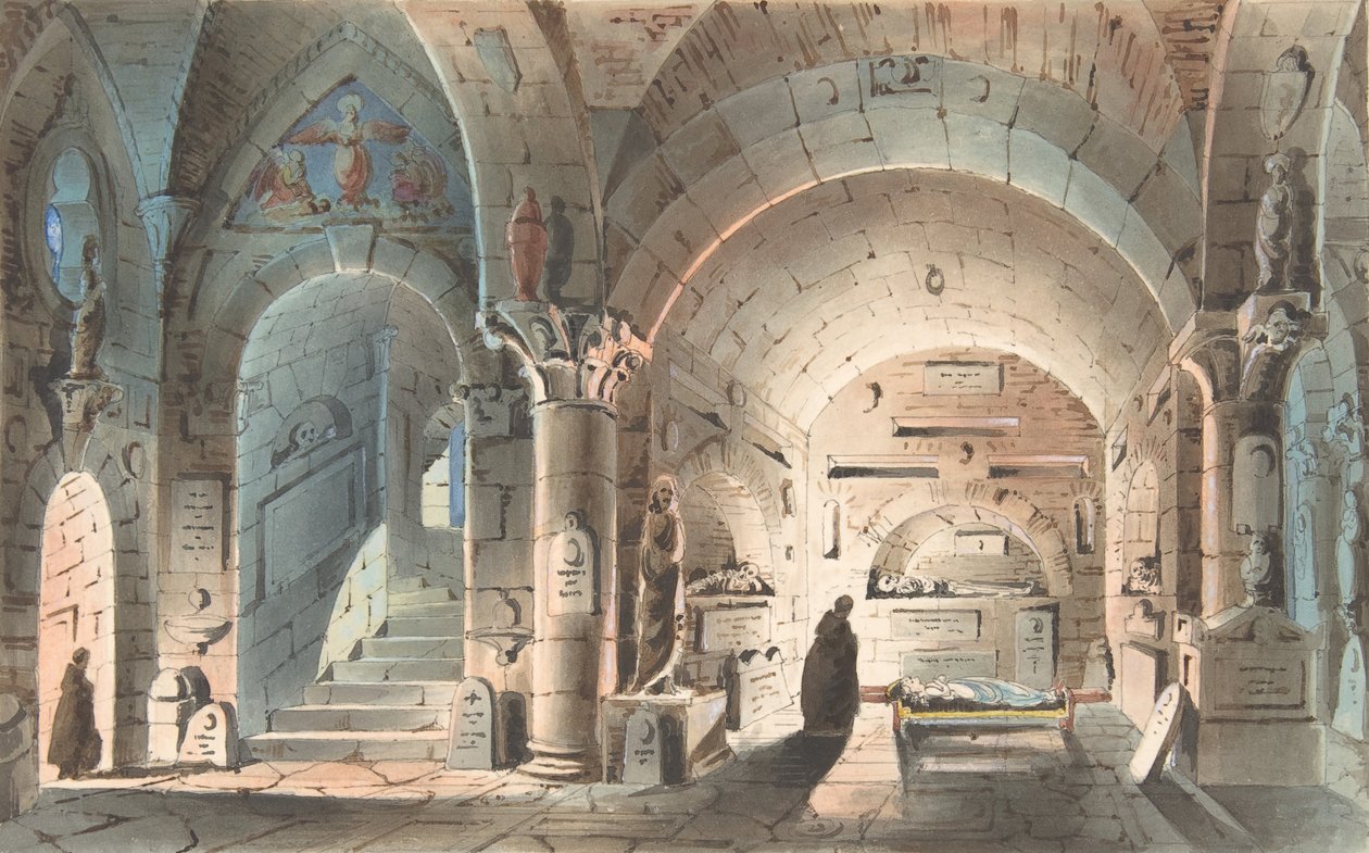 تصميم لمجموعة المسرح: Crypt Scene ، 1830-40. بواسطة غير معروف