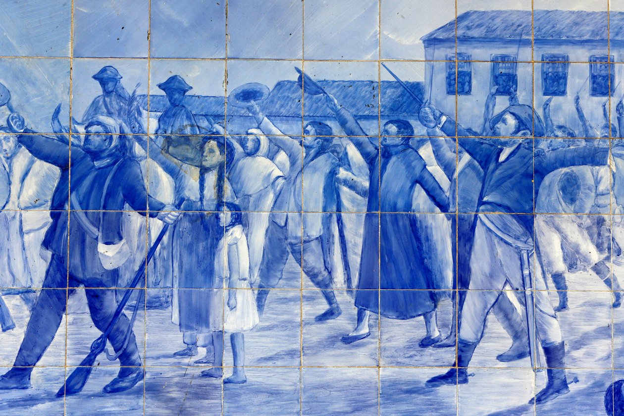 Detail of a mosaic depicting Cachoeira people cheering Prince Pedro, who led Brazil to independence, Cachoeira, Brazil بواسطة غير معروف