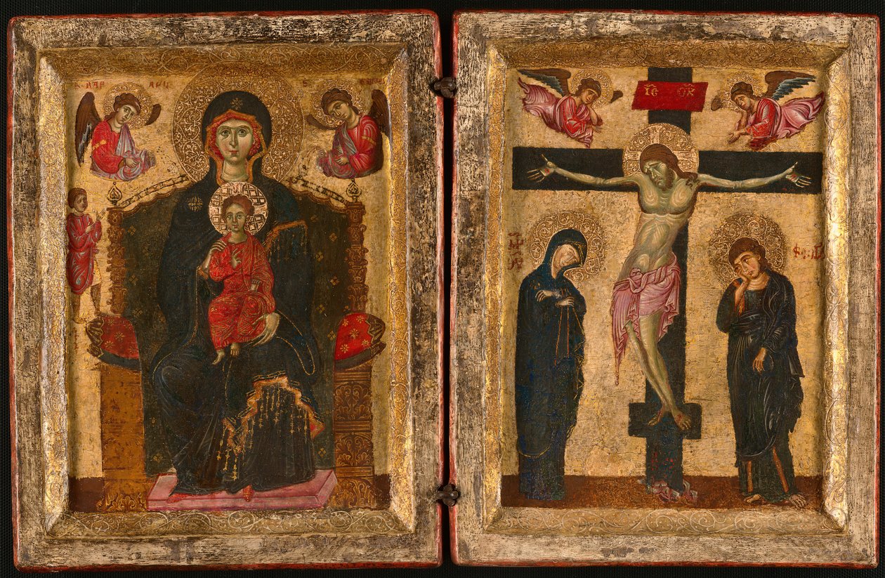 Diptych للعذراء والطفل متوجًا بالصلب ، 127585. بواسطة غير معروف