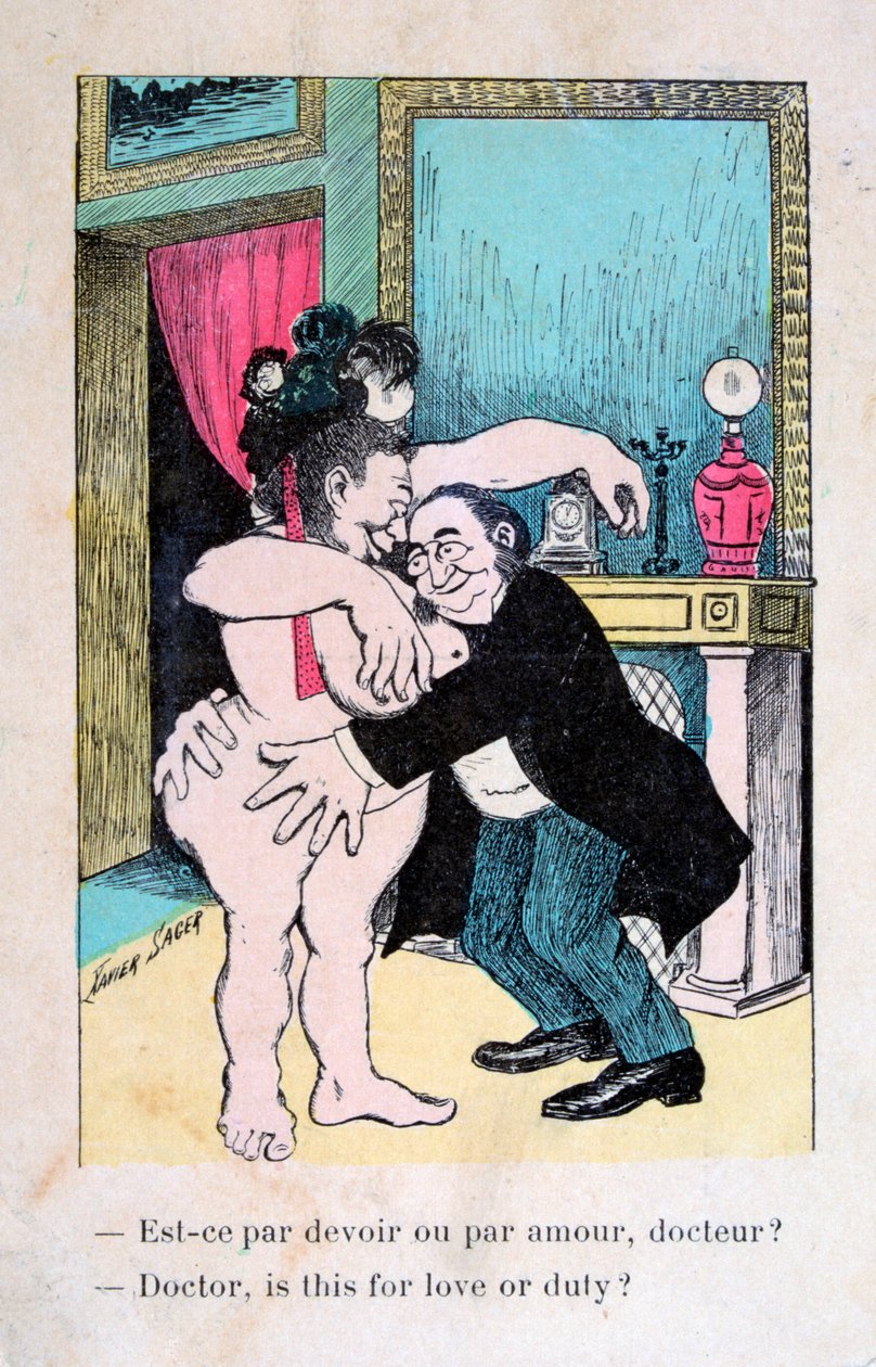 دكتور ، هل هذا من أجل الحب أو الواجب ، بطاقة بريدية فرنسية عتيقة ، c1900 بواسطة غير معروف