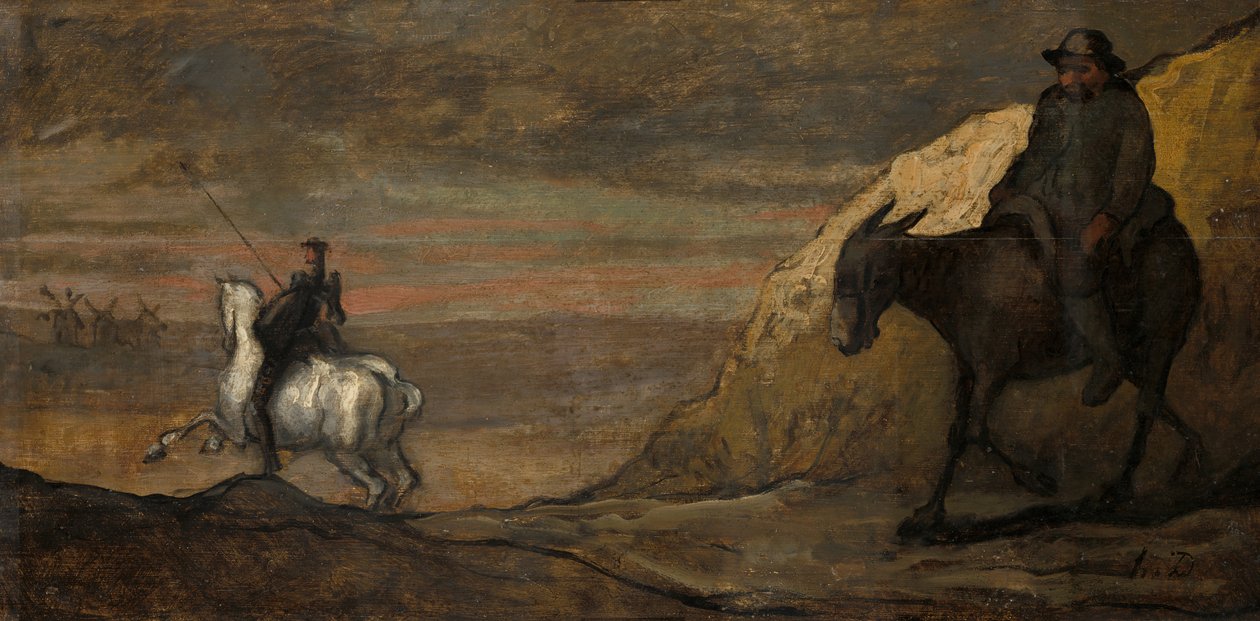 دون كيشوت وطواحين الهواء ، ج. 1850. بواسطة غير معروف