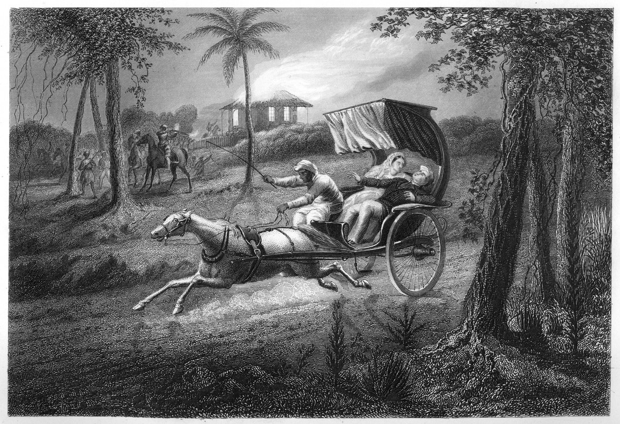 أطلق الدكتور غراهام النار في عربات التي تجرها الدواب بواسطة Sealkote Mutineers ، 1857 ، c1860 بواسطة غير معروف