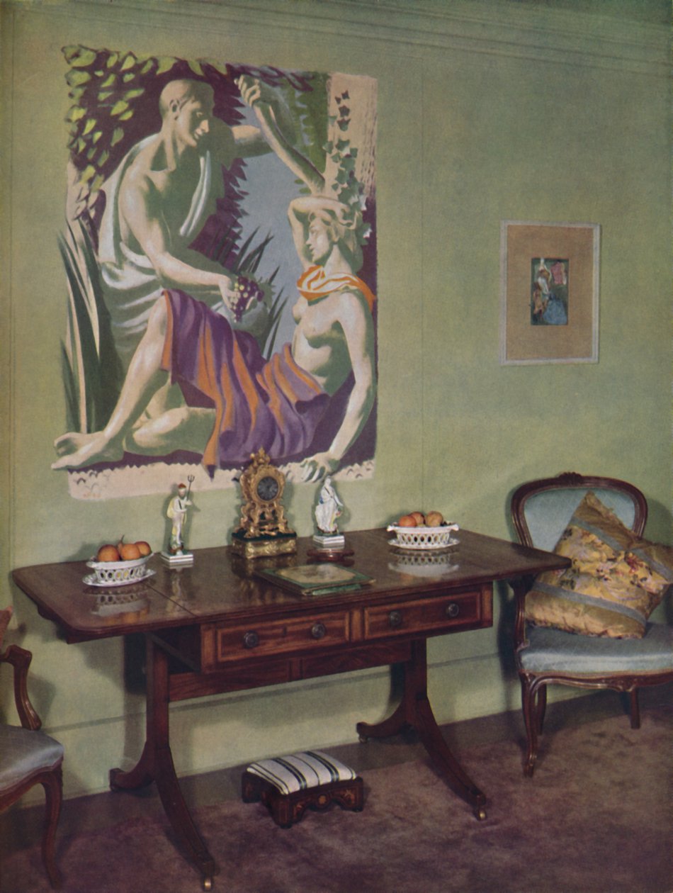 غرفة رسم في شقة في لندن مزينة من قبل Frankland Dark ، FRIBA لاستخدامه الخاص ، c1945 بواسطة غير معروف