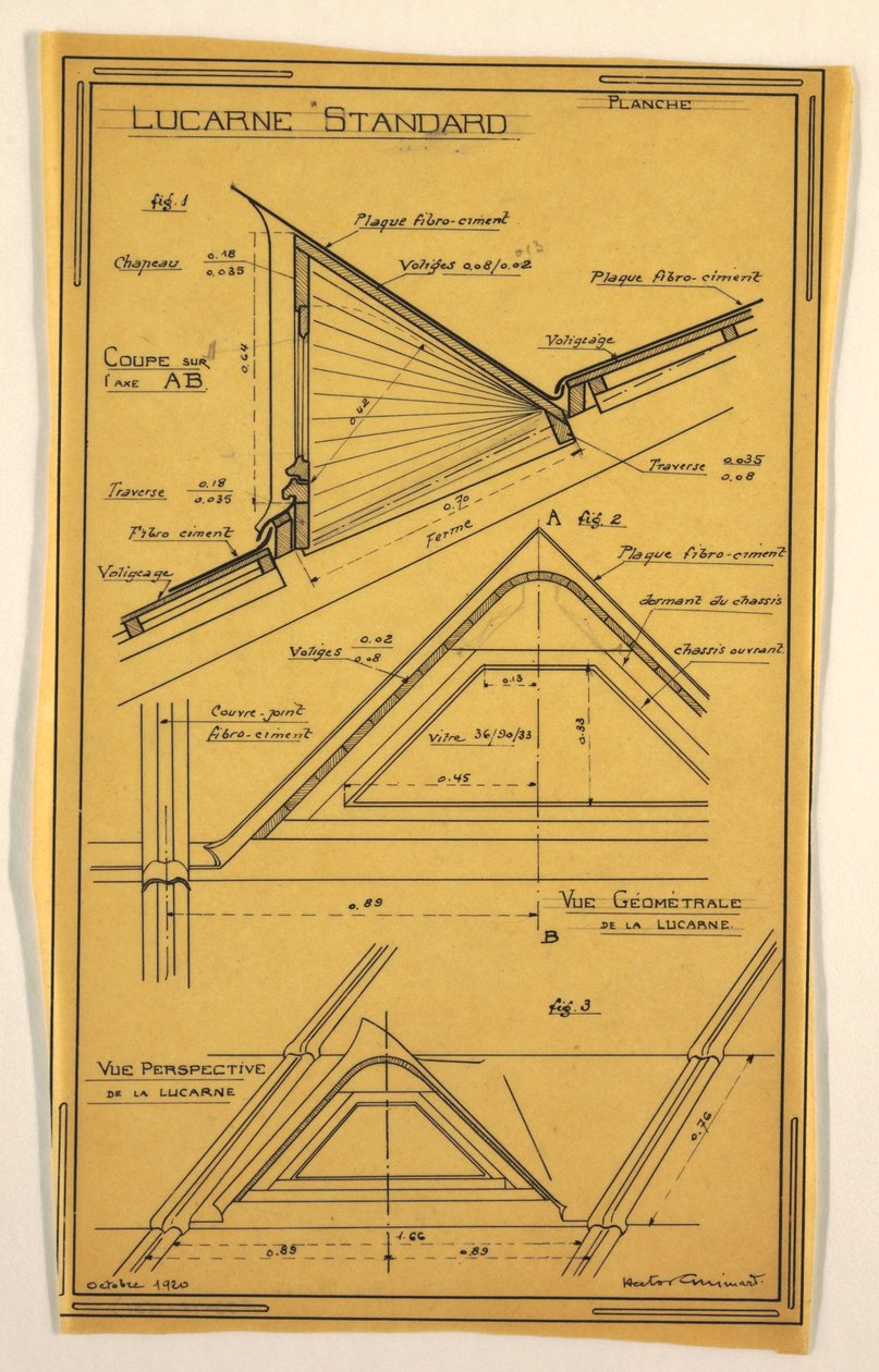 رسم وتصميم لمنزل تشغيلي ضخم صممه هيكتور غيمارد ، سكاي لايت كونستركشن ، أكتوبر 1920 بواسطة غير معروف