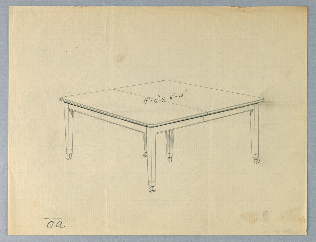 Drawing, Design for a Six-Legged Rectangular Dining Table بواسطة غير معروف