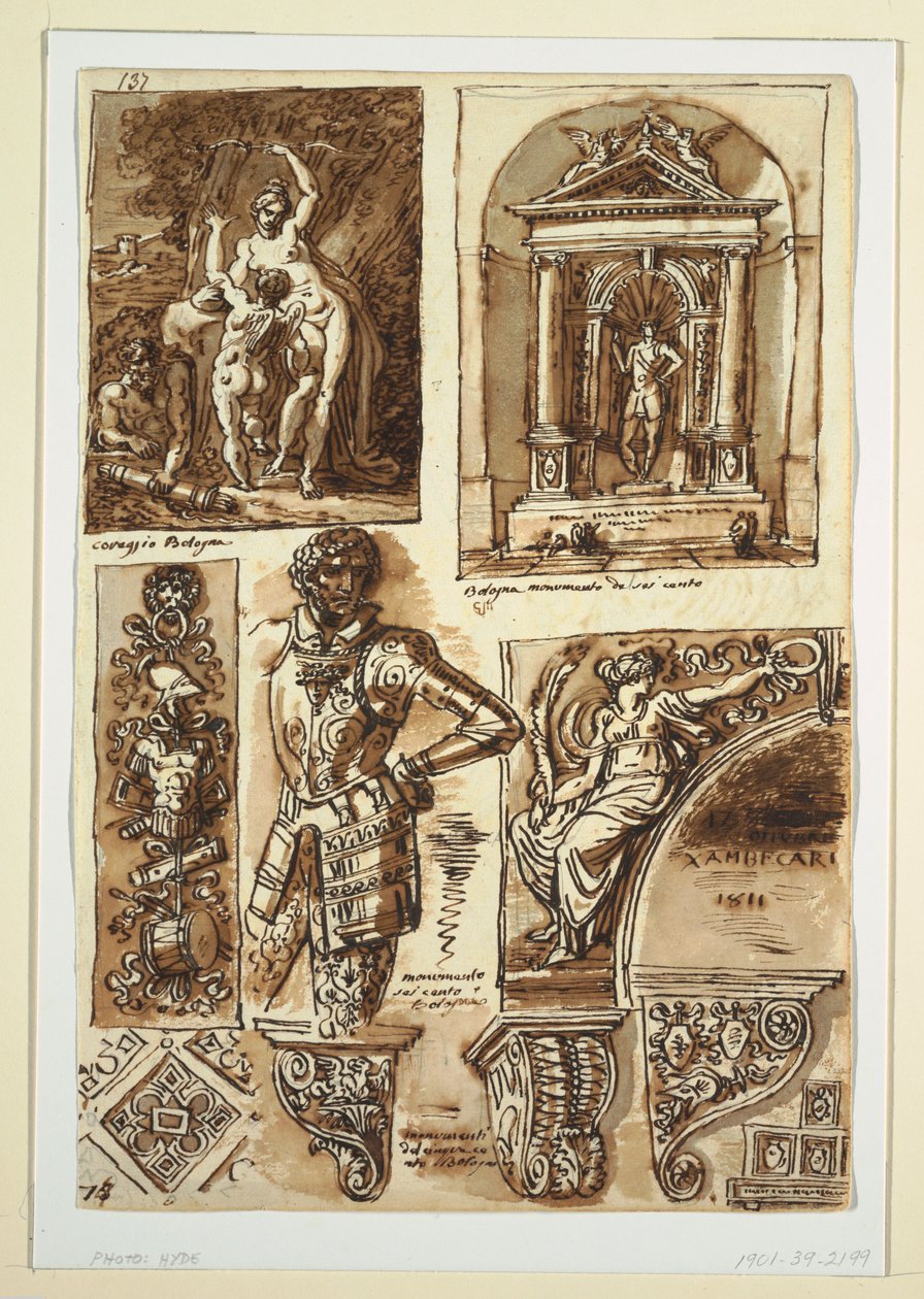 الرسم ، أوراق دراسات بعد آثار بولونيز ، 1811-1814 بواسطة غير معروف