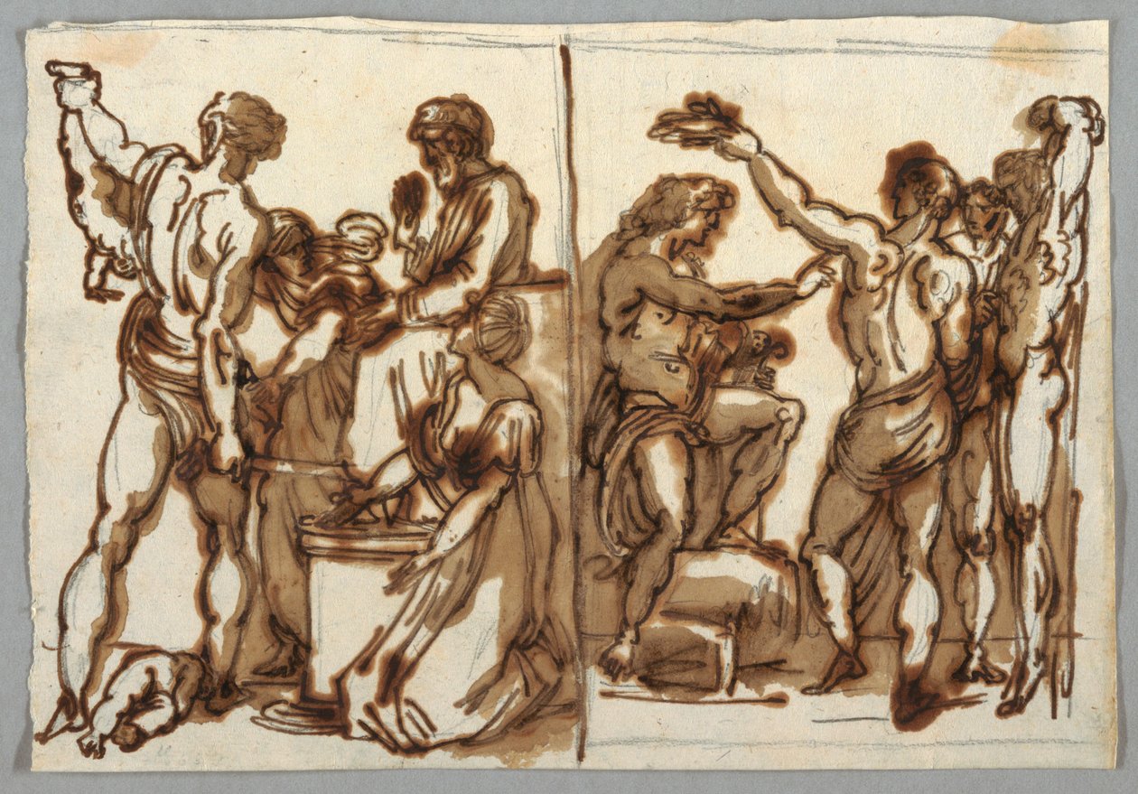 الرسم ، دينونة سليمان ؛ سلخ مارسياس ، كاليفورنيا. 1820 بواسطة غير معروف