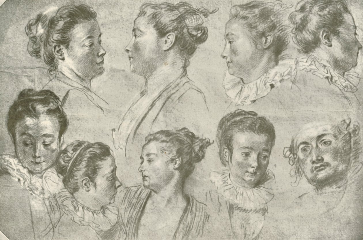 رسم في ثلاثة طباشير ، أوائل القرن الثامن عشر ، 1908. بواسطة غير معروف