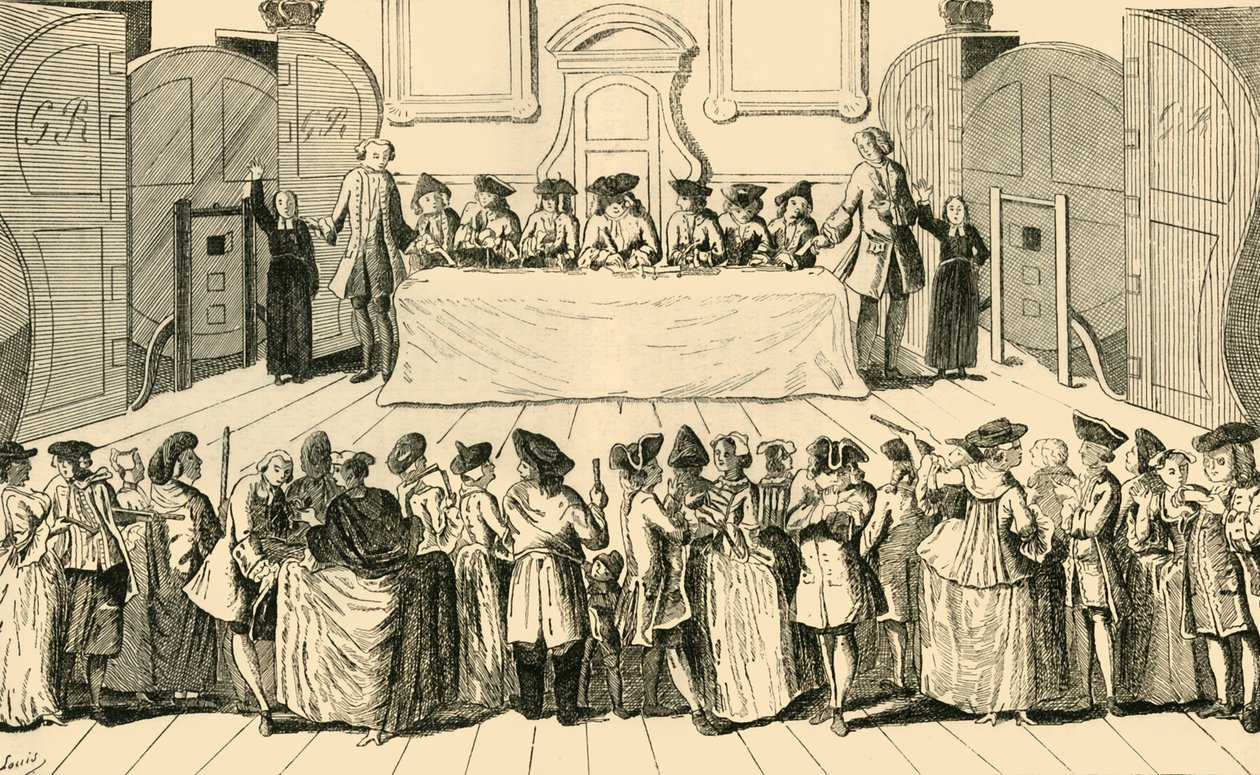 رسم يانصيب الدولة في Guildhall ، 1751 ، c1872. بواسطة غير معروف