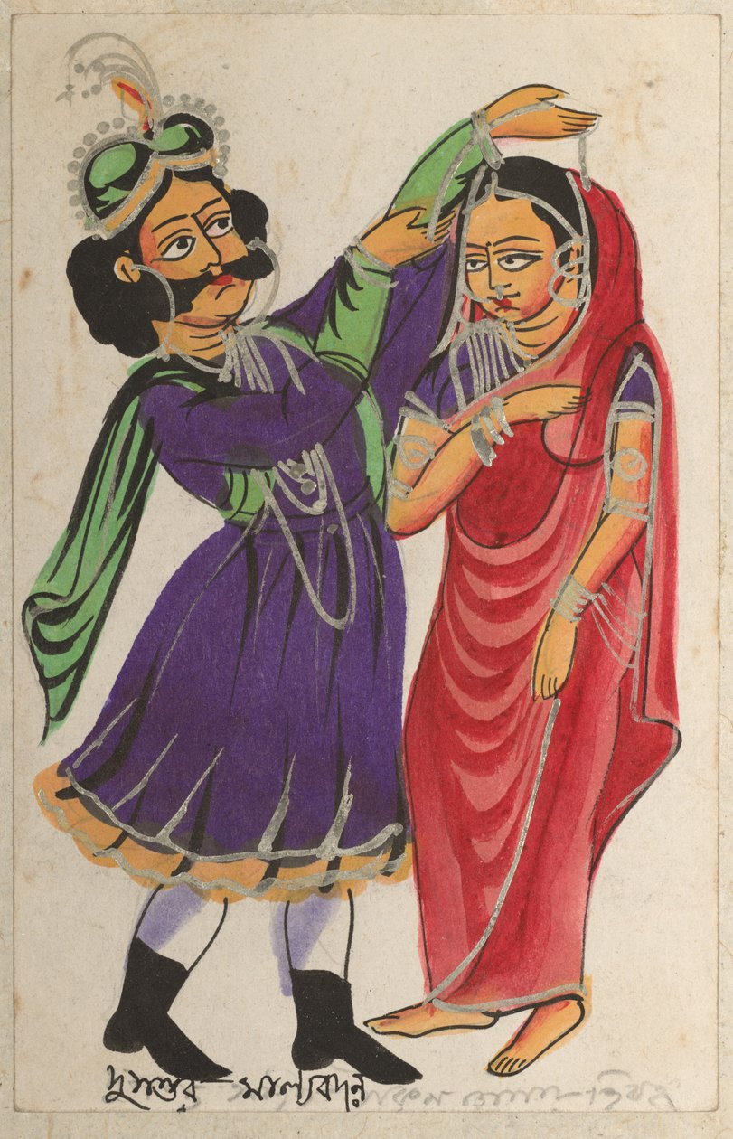 Dusmanta Garlanding Shakumtala ، 1800s. بواسطة غير معروف