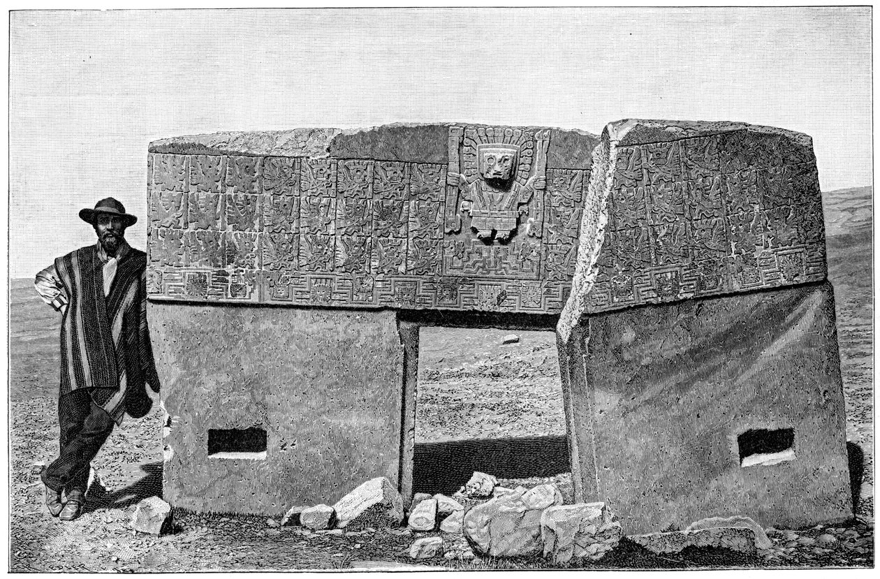 الجانب الشرقي من بوابة متجانسة من Akapana ، Tiahuanaco ، بوليفيا ، 1901 بواسطة غير معروف