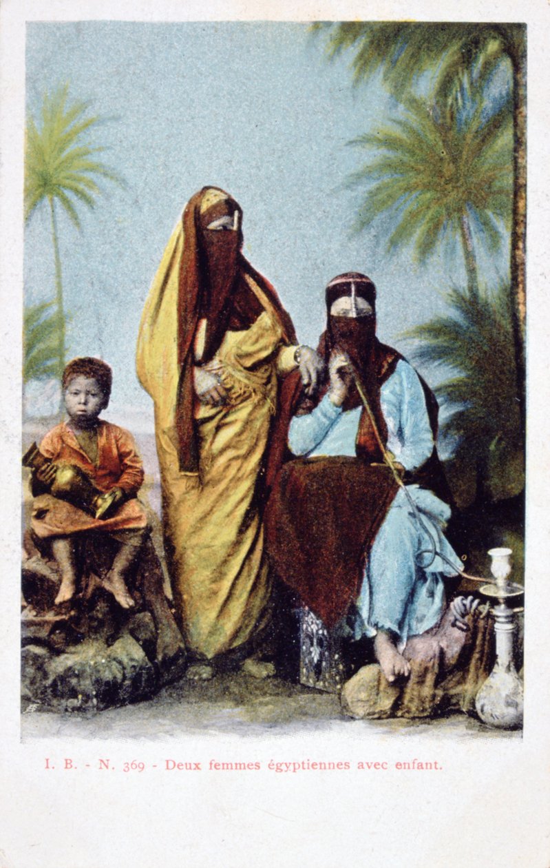 المرأة المصرية والطفل ، بطاقة بريدية فرنسية عتيقة ، c1900 بواسطة غير معروف