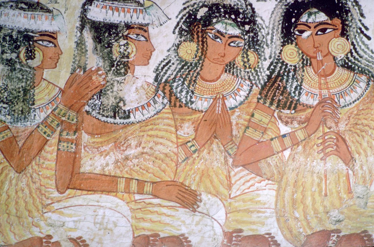 رسم جداري لموسيقيين مصريين في مأدبة بواسطة غير معروف