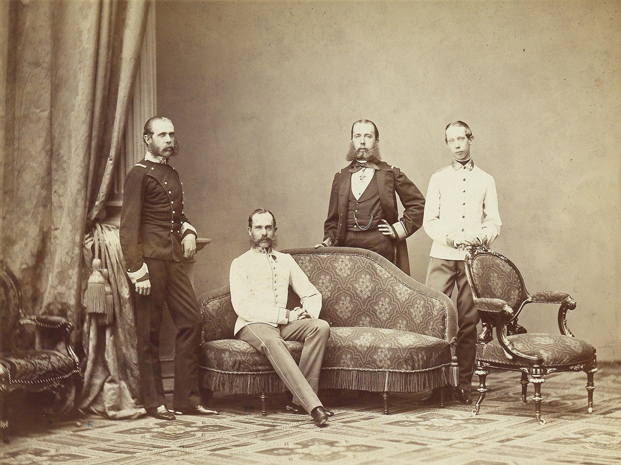 الإمبراطور فرانز جوزيف الأول من النمسا مع إخوانه ، 1864. بواسطة غير معروف