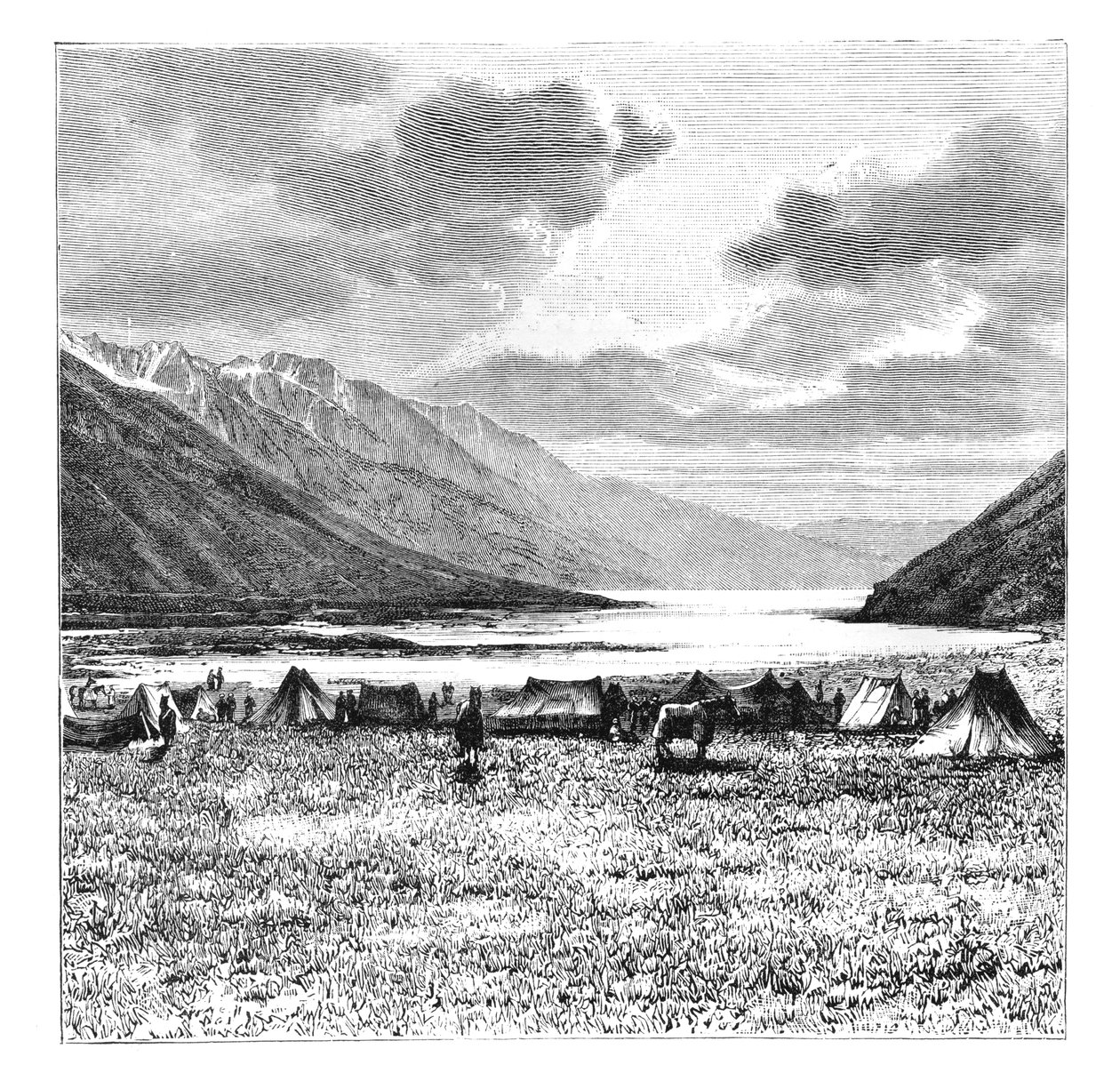 معسكر البعثة الإنجليزية لعام 1871 ، بحيرة بانج كونج ، التبت ، 1895 بواسطة غير معروف