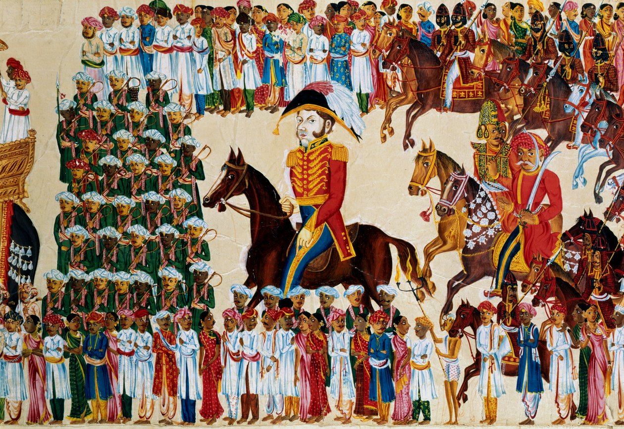 أحد كبار الإنجليز في شركة الهند الشرقية يركب موكبًا هنديًا ، 1825-1830 بواسطة غير معروف